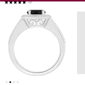 🌟 Real Diamonds! sterling silver ring with black gemstone/diamond accents